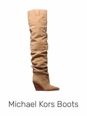 Michael Kors Taupe Suede Over-the-Knee Wedge Boots